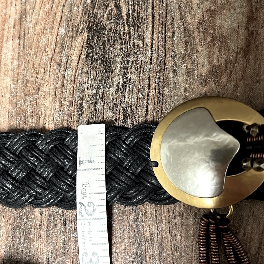Marjorie Baer vintage braided Belt with metal buckle and beaded fringe detail - Picture 3 of 13